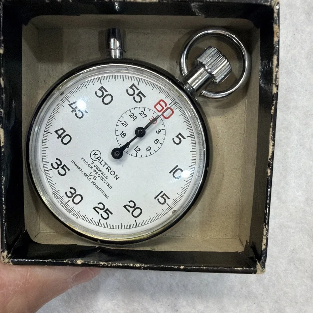 Vintage Kaltron Mechanical Stopwatch, Shock‎ Protected, Swiss Made, Works W/box